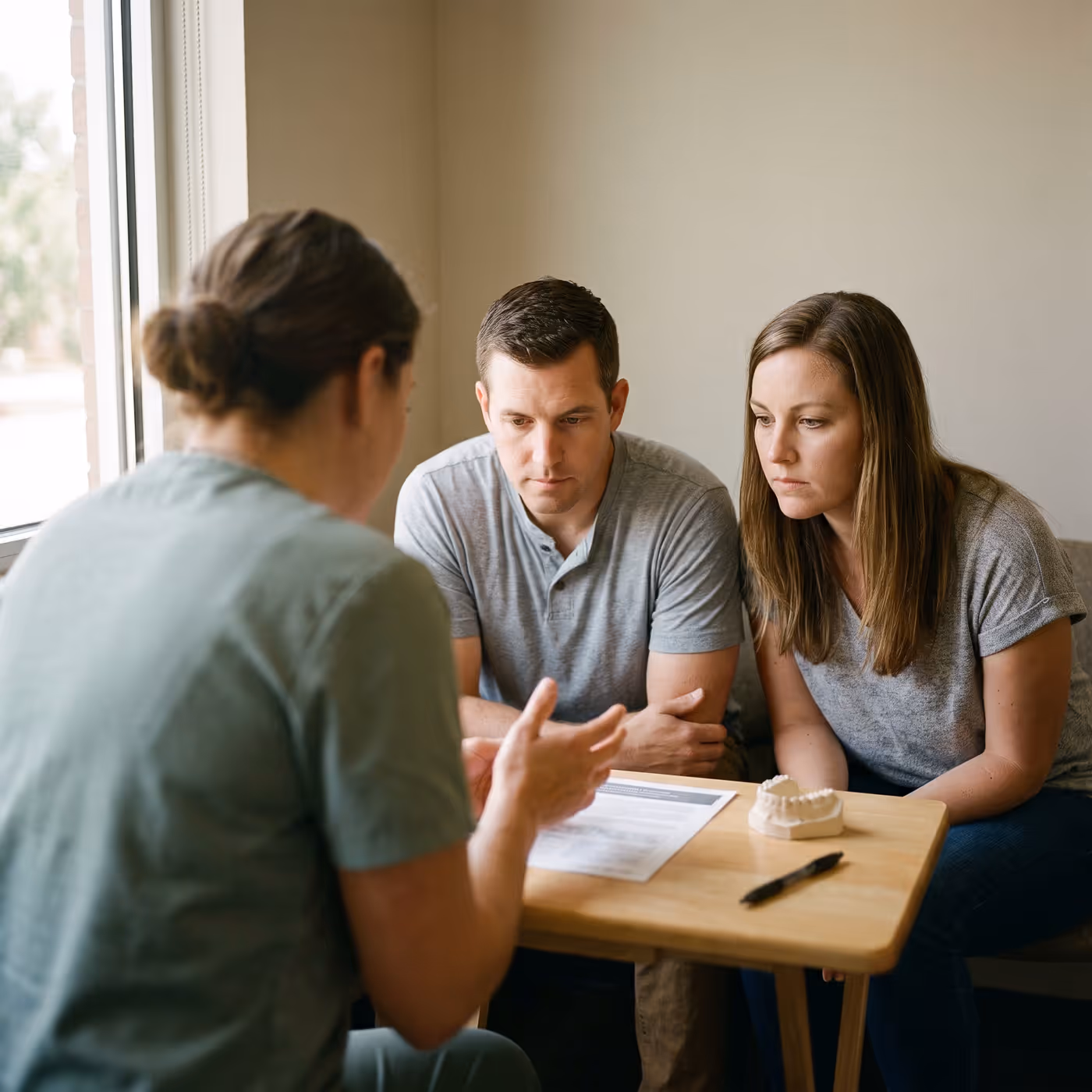 Parents going through the treatment plan with the clinical team before the appointment